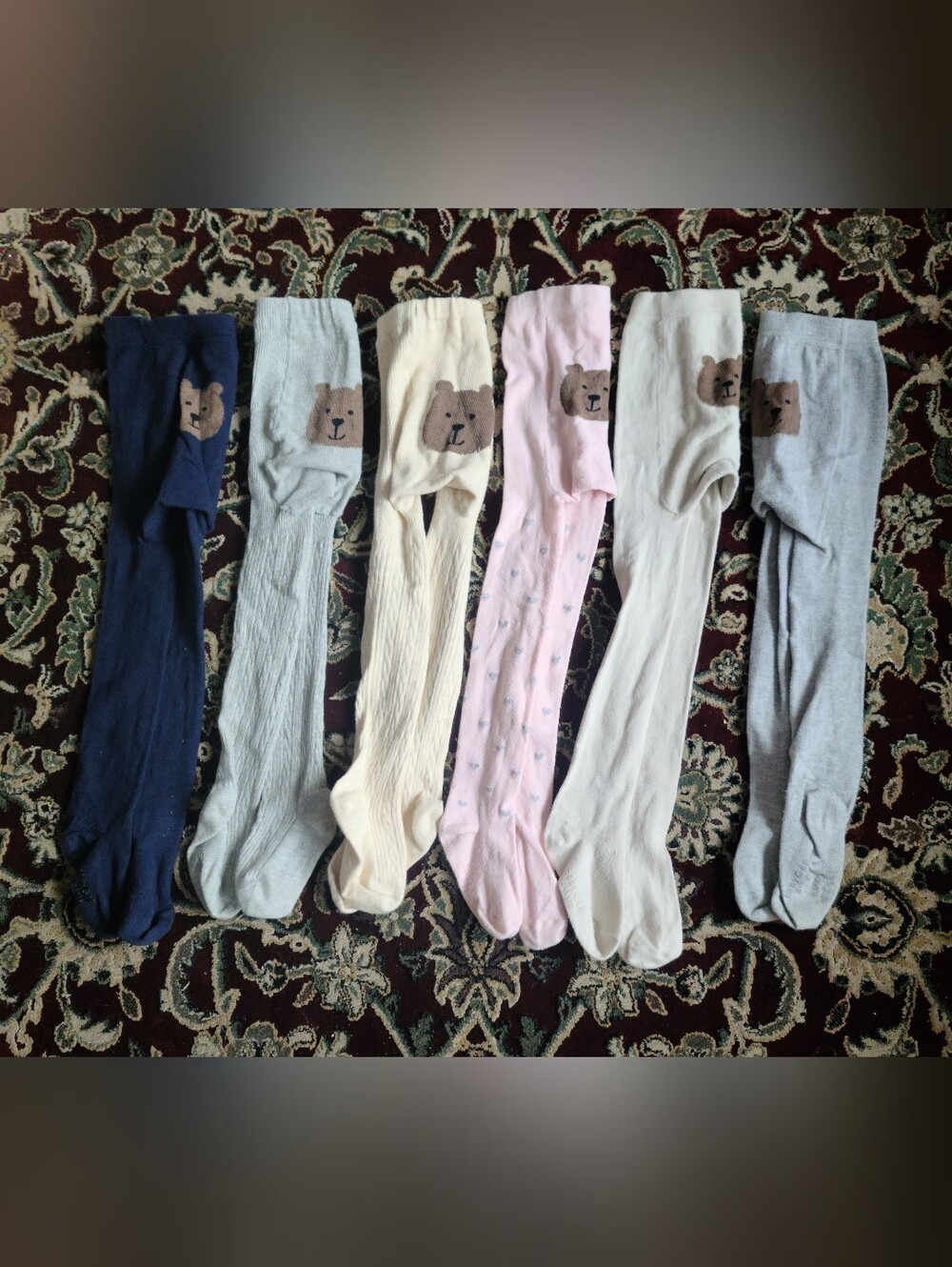 2 for $50 - baby GAP Girls 4-5 Years - 6 pairs of tights with Bear Bottom